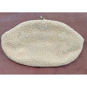 Vintage off white beaded clutch